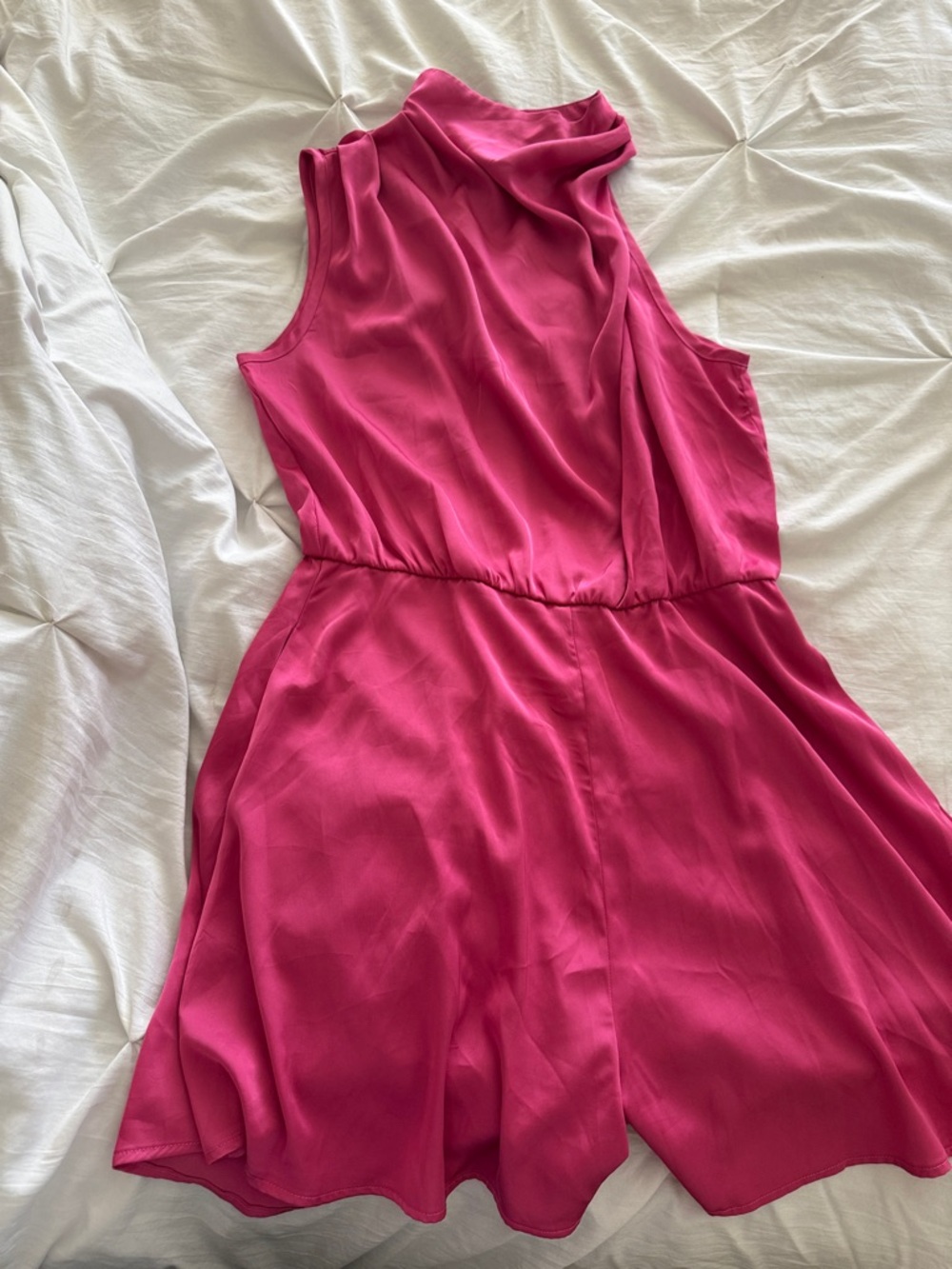 One-Shoulder Fuchsia Evening Dress